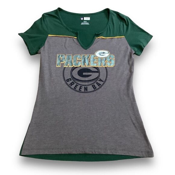 NFL Team Apparel Green Bay Packer Short Sleeve Shirt Women’s Size Medium - Picture 3 of 9